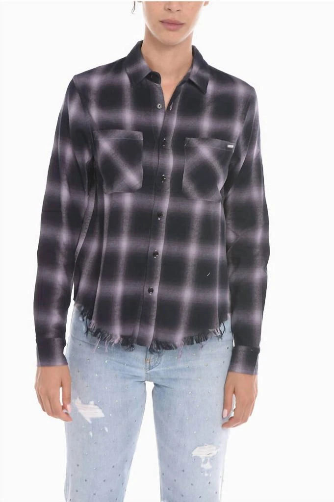 AMIRI Shadow Plaid Button-Down Shirt In Lavendar 1