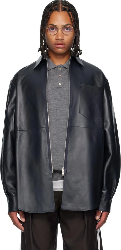 SONIA CARRASCO Navy Zipped Leather Jacket