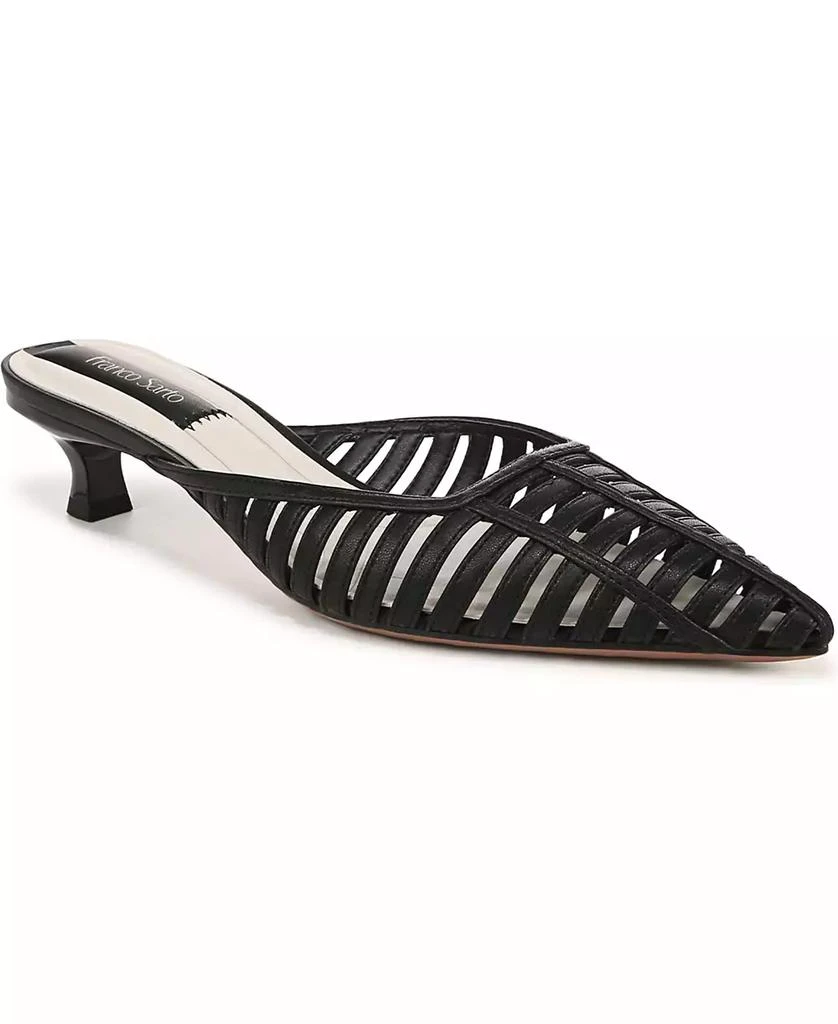 Franco Sarto Marlina Fisherman Kitten Heel Faux Leather Mules 1