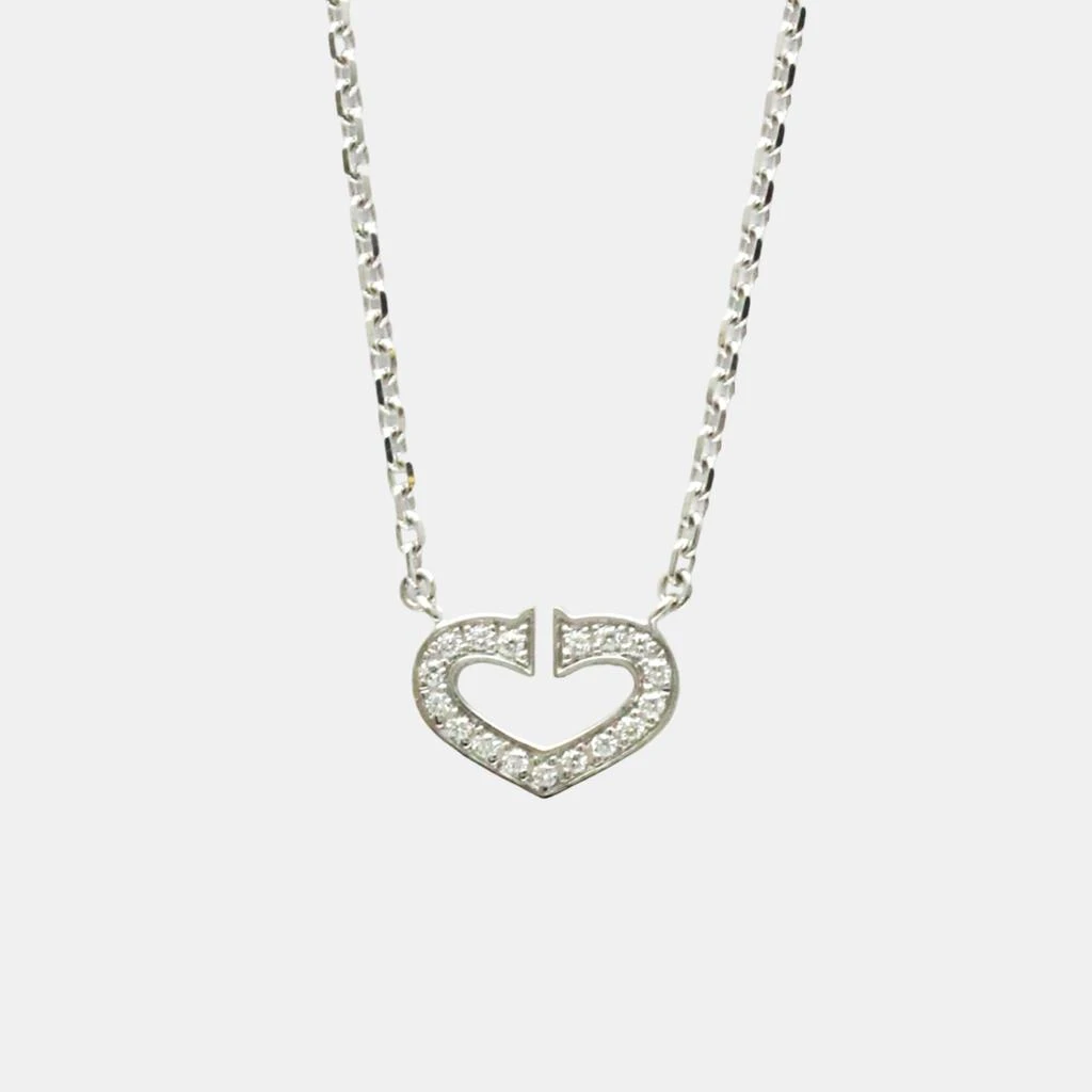 Cartier Cartier 18K White Gold and Diamond C De Cartier Heart Pendant Necklace 1