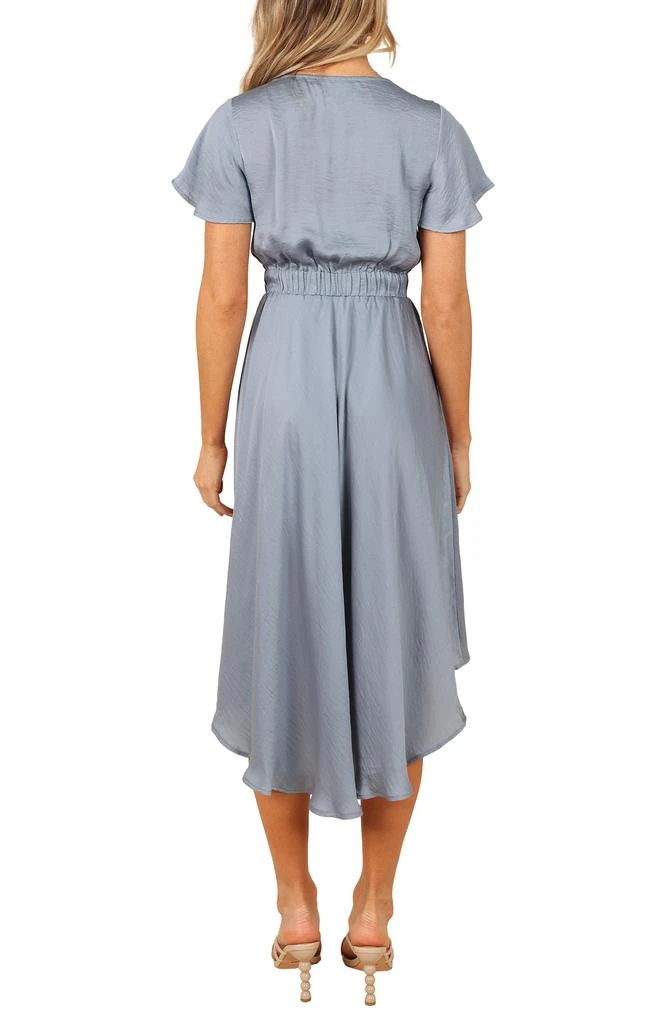 Petal & Pup Amanda Tie Front Cutout High-Low Satin Dress 2