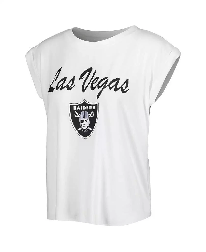 Concepts Sport Women's White, Cream Las Vegas Raiders Montana Knit T-shirt and Shorts Sleep Set 2