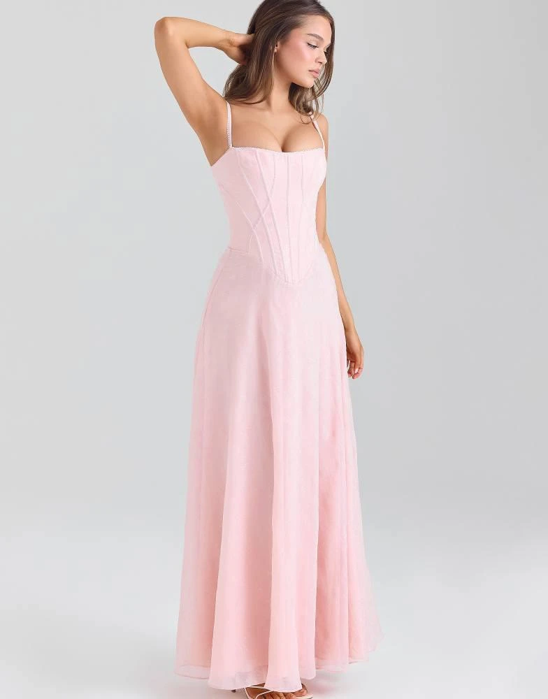 strapless open back dress Blush Pink Chiffon A Line Pleated Midi Mother of the Bride Dress with Lace