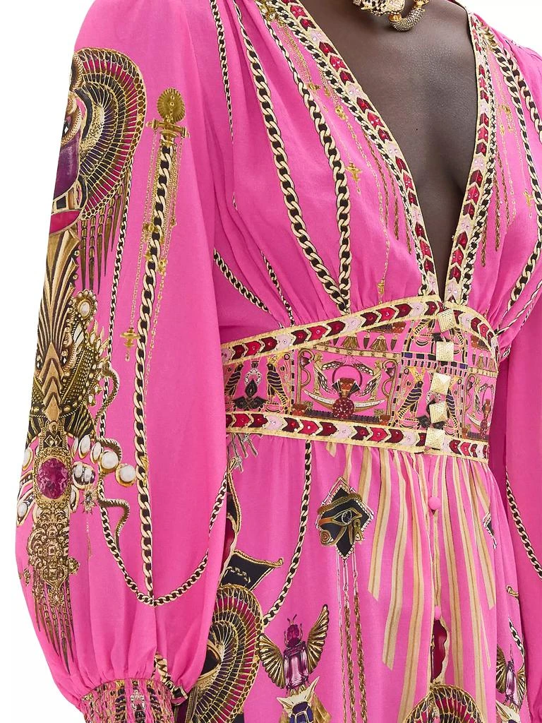 Camilla Egyptian-Print Silk V-Neck Maxi Dress 7