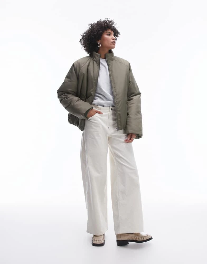 Topshop Topshop bomber puffer jacket in green 1