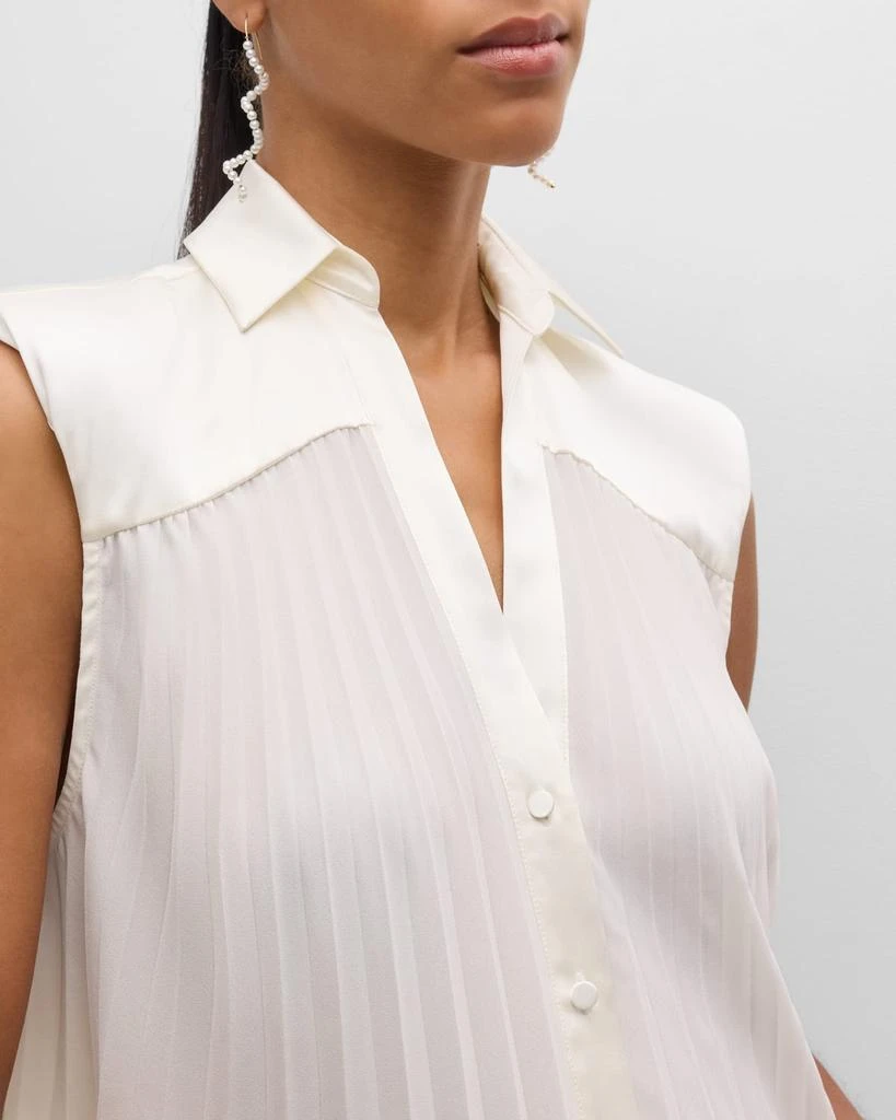 Cinq a Sept Claire Sleeveless Pleated Button-Front Top 5