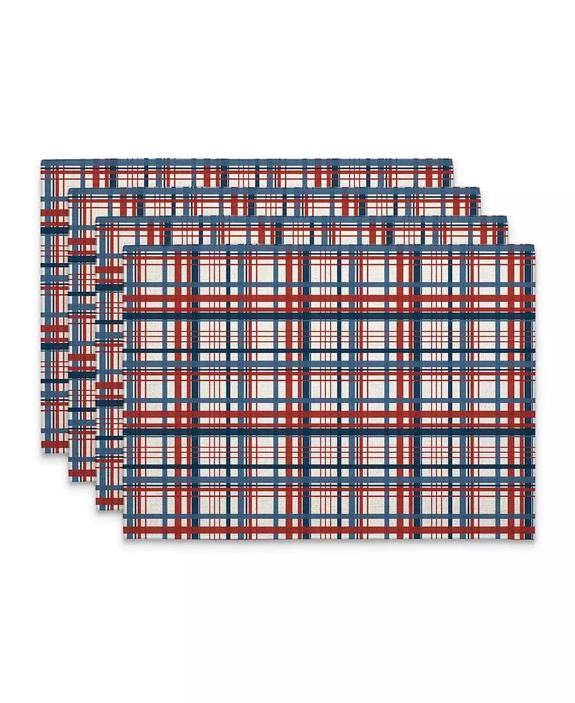 CounterArt Patriotic Plaid Premier Fabric Placemats, Set of 4