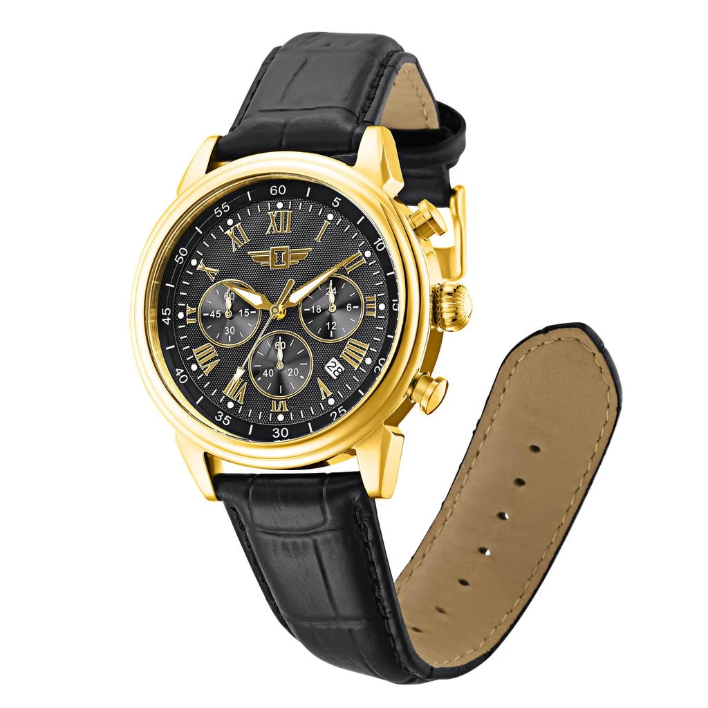 Invicta Invicta IBI-90242-003 Men's I by Invicta Collection Gold Tone Stainless Steel Quartz and Black Leather Band Watch 4