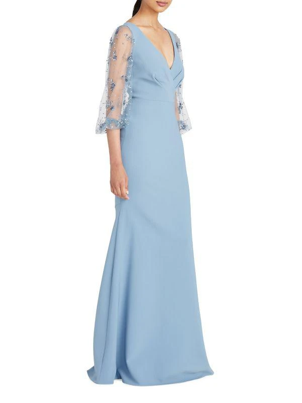 Theia Kiera Beaded Puff-Sleeve Gown 3