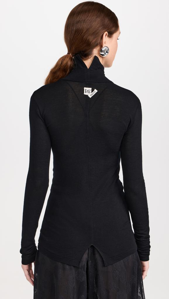 Recto Overlay Jacquard Logo Turtleneck Top