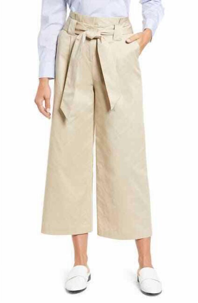 Halogen Halogen - Oxford Paperbag Belted Wide Leg Cropped Pants