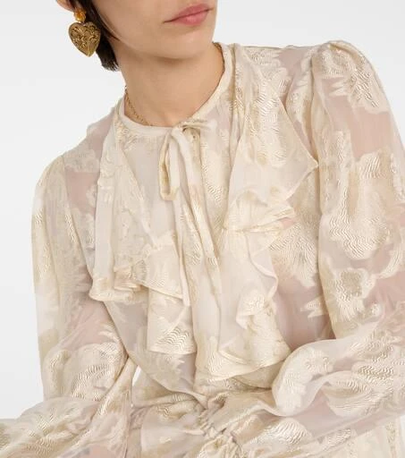 ETRO Ruffled floral silk-crepon blouse 4