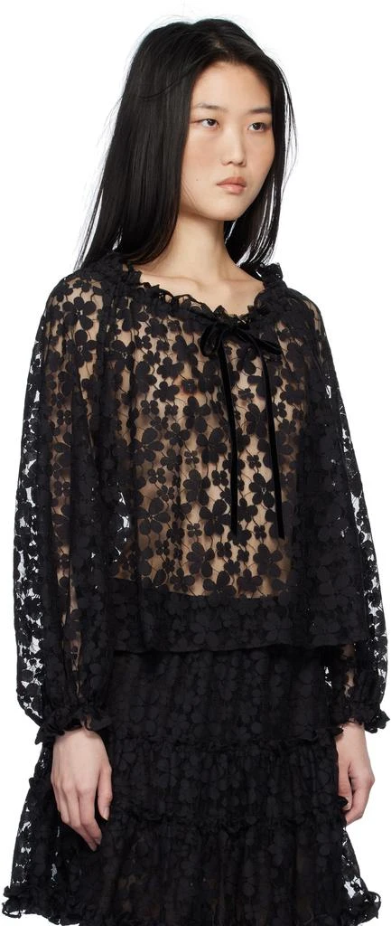 Anna Sui Black Shadow Blossom Elastic Lace Blouse 2