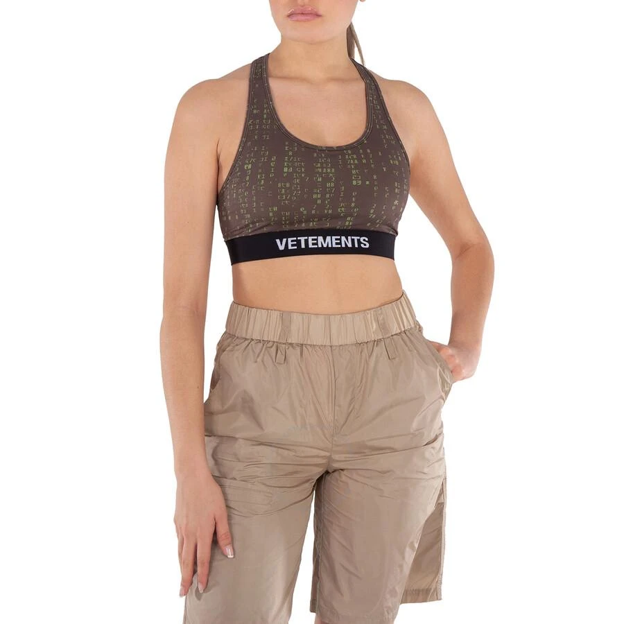 Vetements Green Code Print Sports Bra 1
