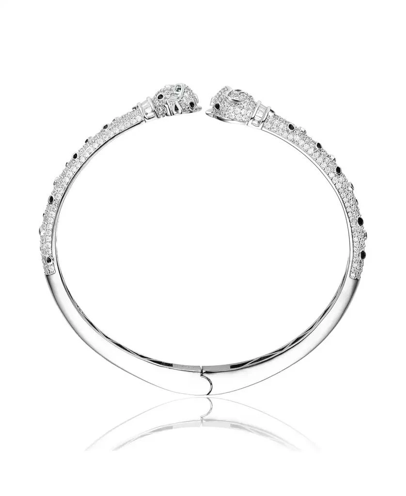 Rachel Glauber Cubic Zirconia White Gold Plated Fauna Bangle Bracelet 3