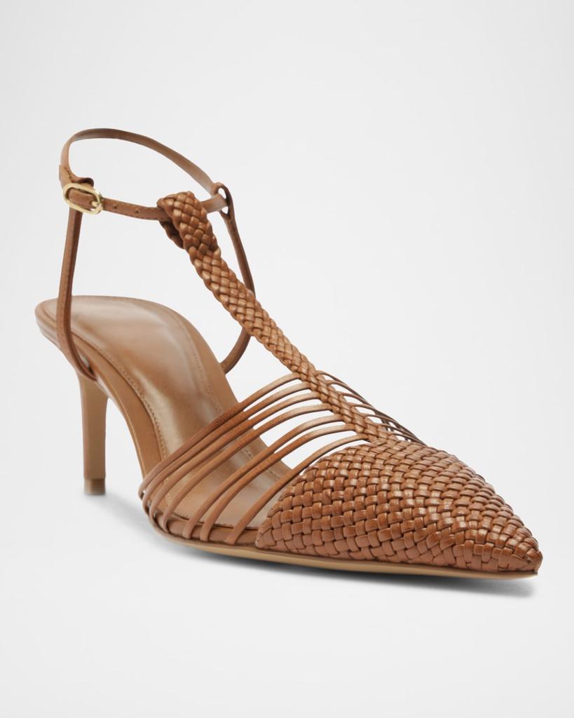 Alexandre Birman Nessa Pointed Woven Leather Sandals
