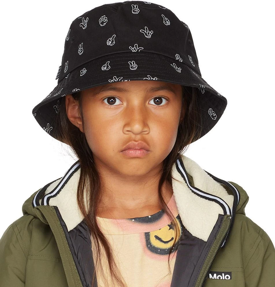 MOLO Kids Black Friendly Hands Bucket Hat 1