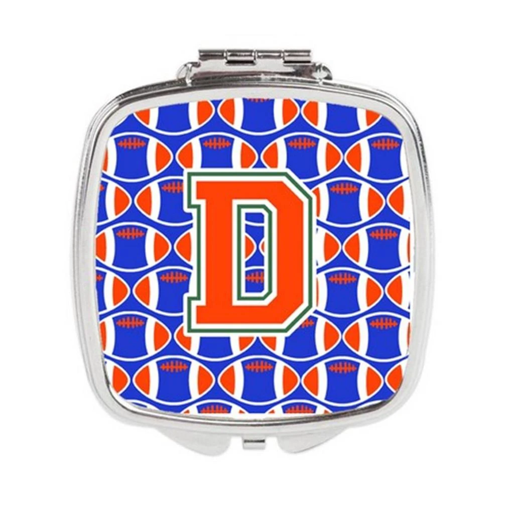 Carolines Treasures CJ1083-DSCM Letter D Football Green, Blue 
Orange Compact Mirror