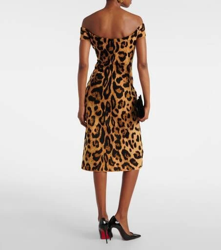 Oscar de la Renta Leopard-print off-shoulder midi dress 3