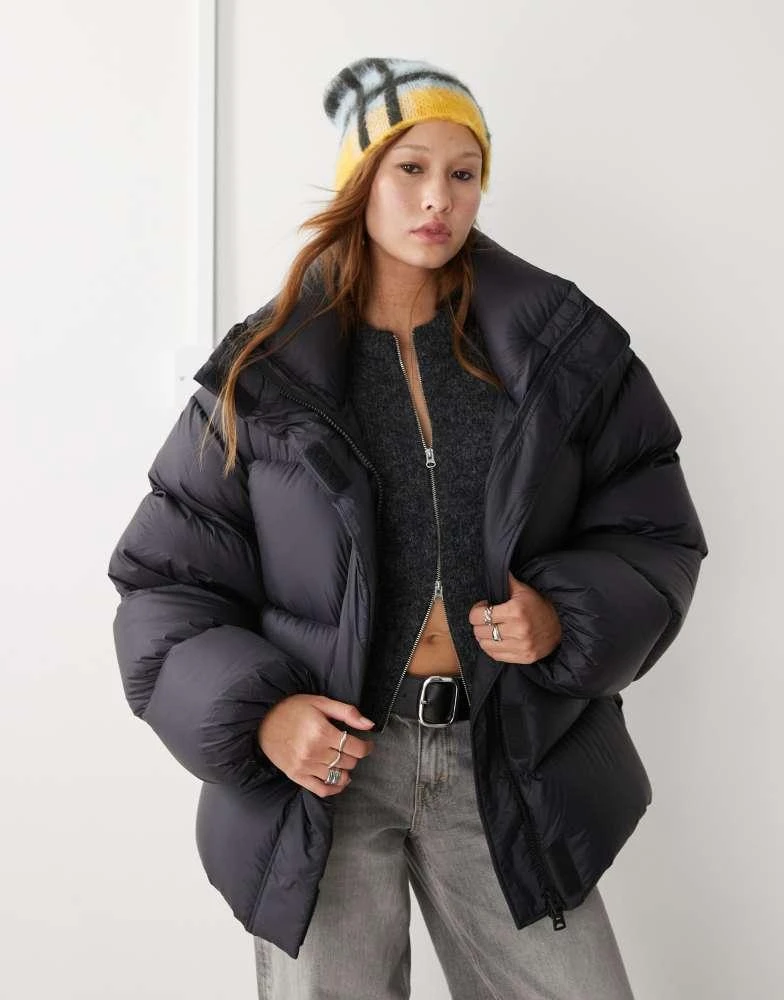 Weekday Weekday Ten oversized down puffer coat in black 1