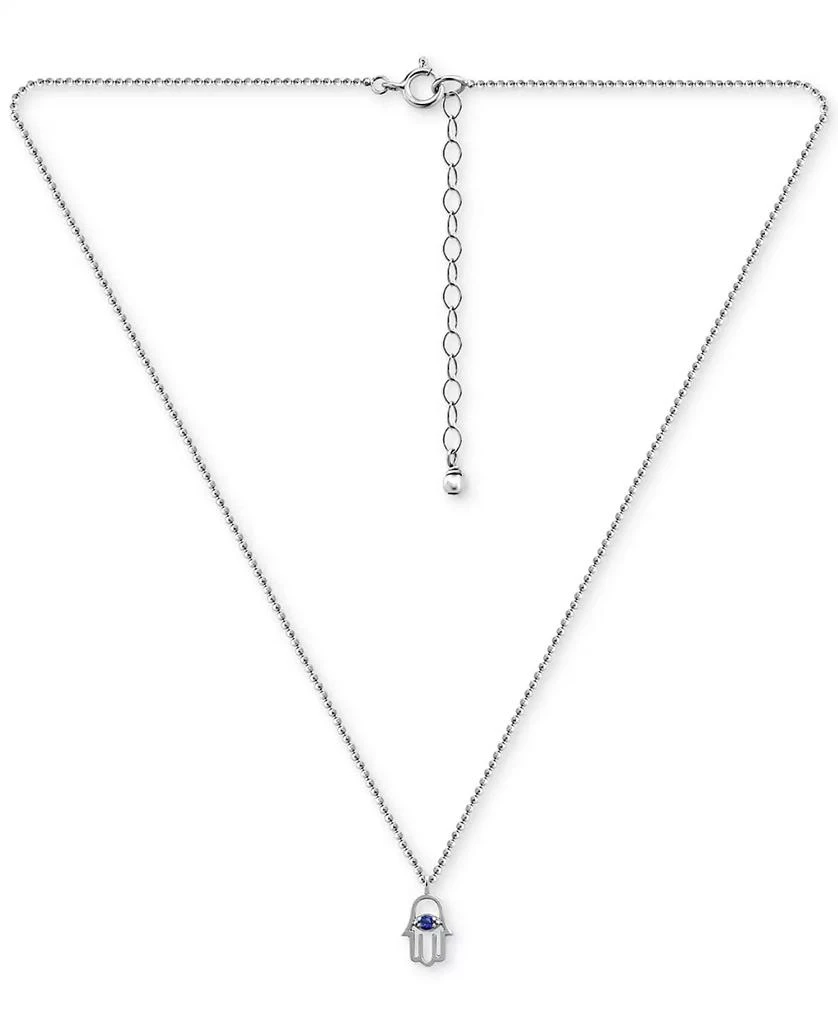 Giani Bernini Lab-Grown Sapphire Hamsa Hand Pendant Necklace (3/8 ct. t.w.) in 18k Gold-Plated Sterling Silver, 16" + 2" extender, Created for Macy's 3