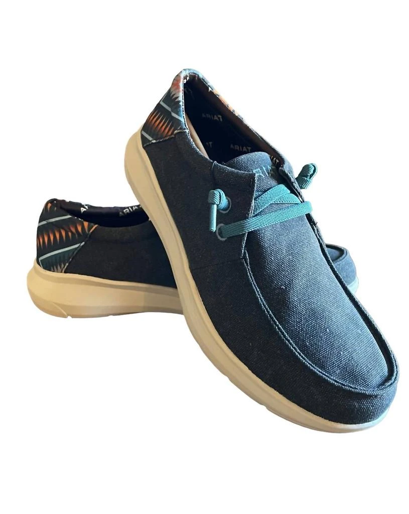 Ariat Men's Hilo 2.0 Stretch Shoes In Charcoal Blue/blue Aztec 1