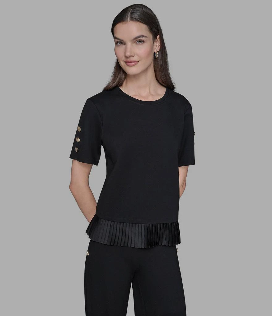 Karl Lagerfeld Paris KARL-PINNED PLEATED HEM TEE