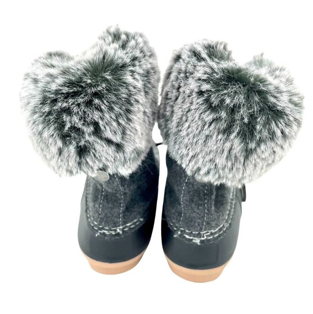 Report Women
s Faux Fur Lining Tweed And Rubber Lace Up Duck Rain Boots In Grey 4