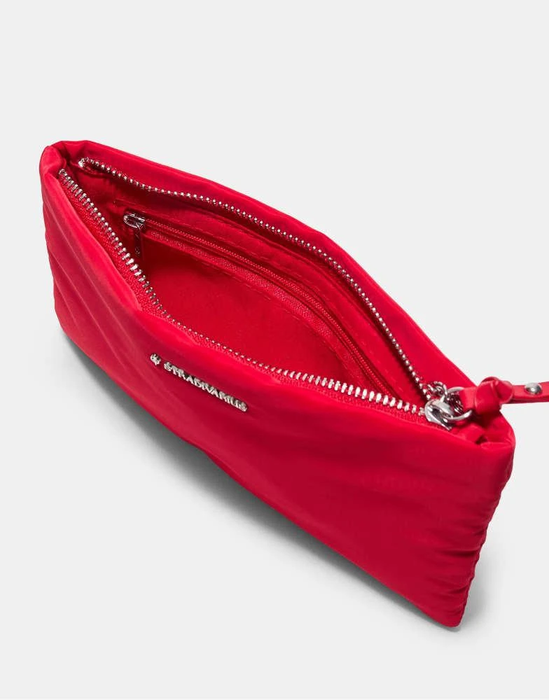 Stradivarius Stradivarius Printed fabric zip-up wash bag in red 3
