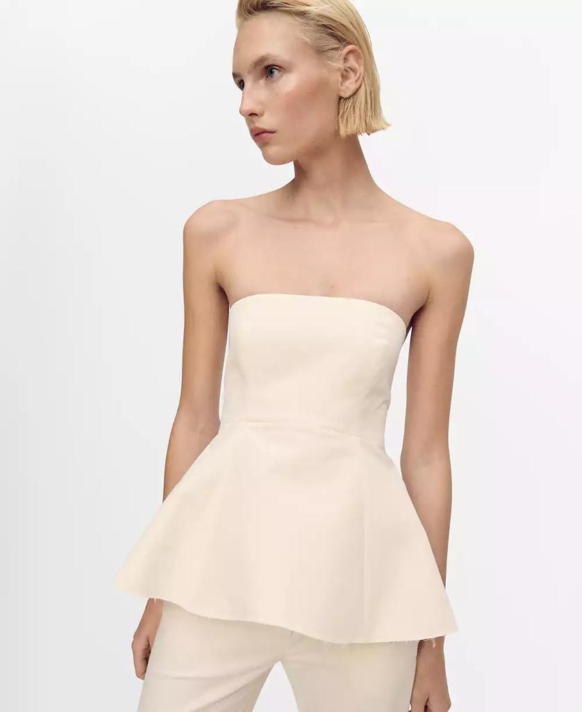 Mango Women's Strapless Peplum Top