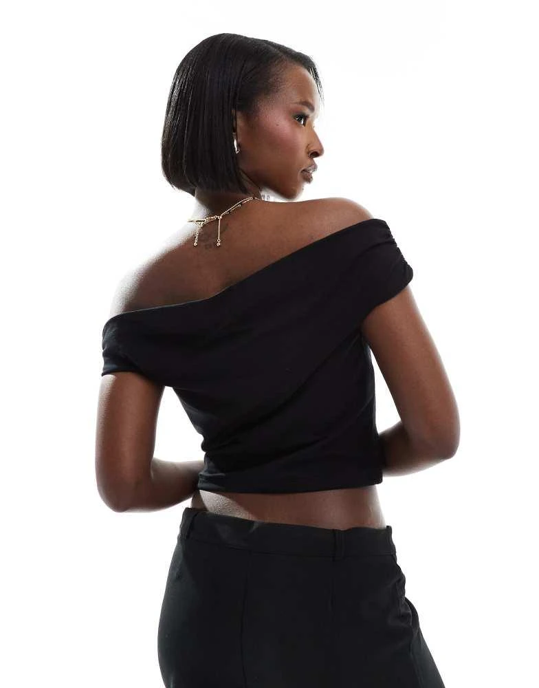 ASOS ASOS DESIGN off shoulder top in black 4