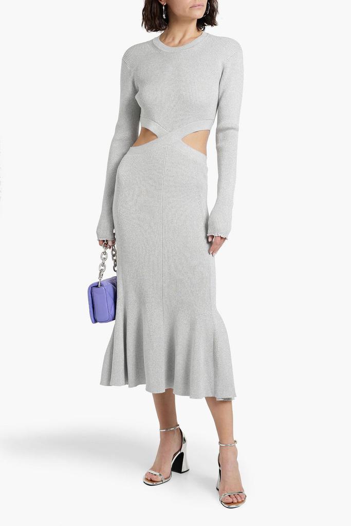 3.1 Phillip Lim Open-back metallic ribbed-knit midi dress