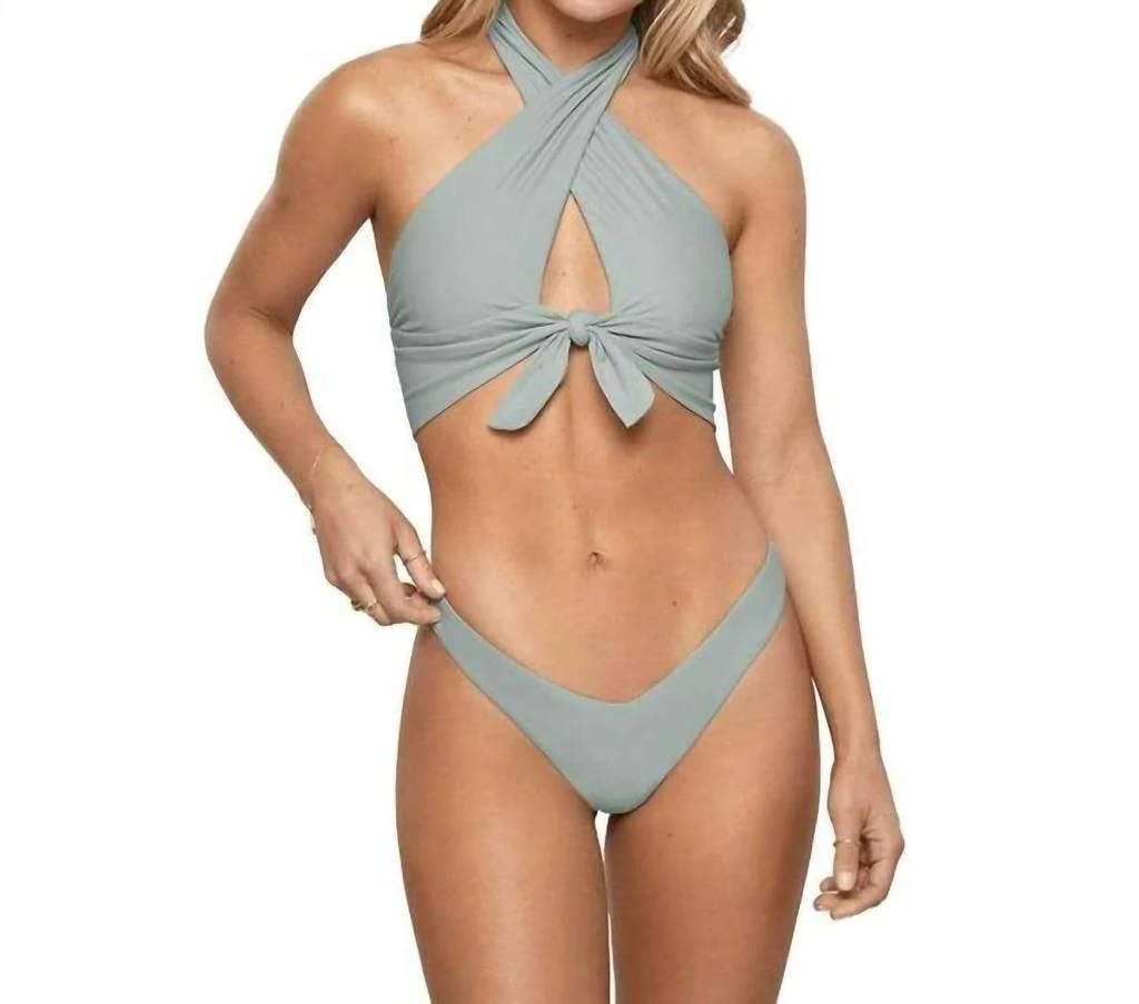 PQ Swim Alex Halter Style Bikini Top In Pistachio