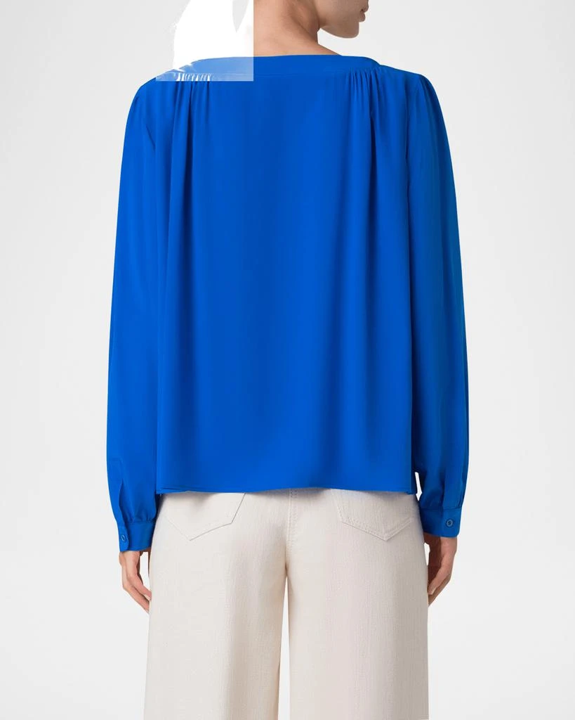 Akris Boat-Neck Long-Sleeve Silk Crepe Blouse 3