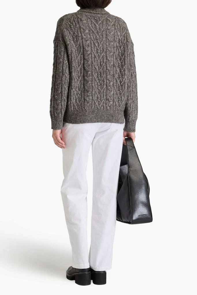 Nili Lotan Cable-knit alpaca, cotton and wool-blend turtleneck sweater 3