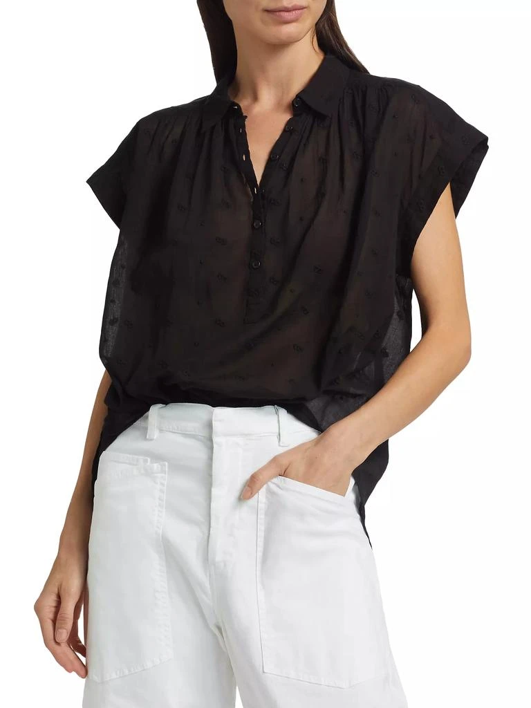 Nili Lotan Normandy Embroidered Cotton Blouse 3