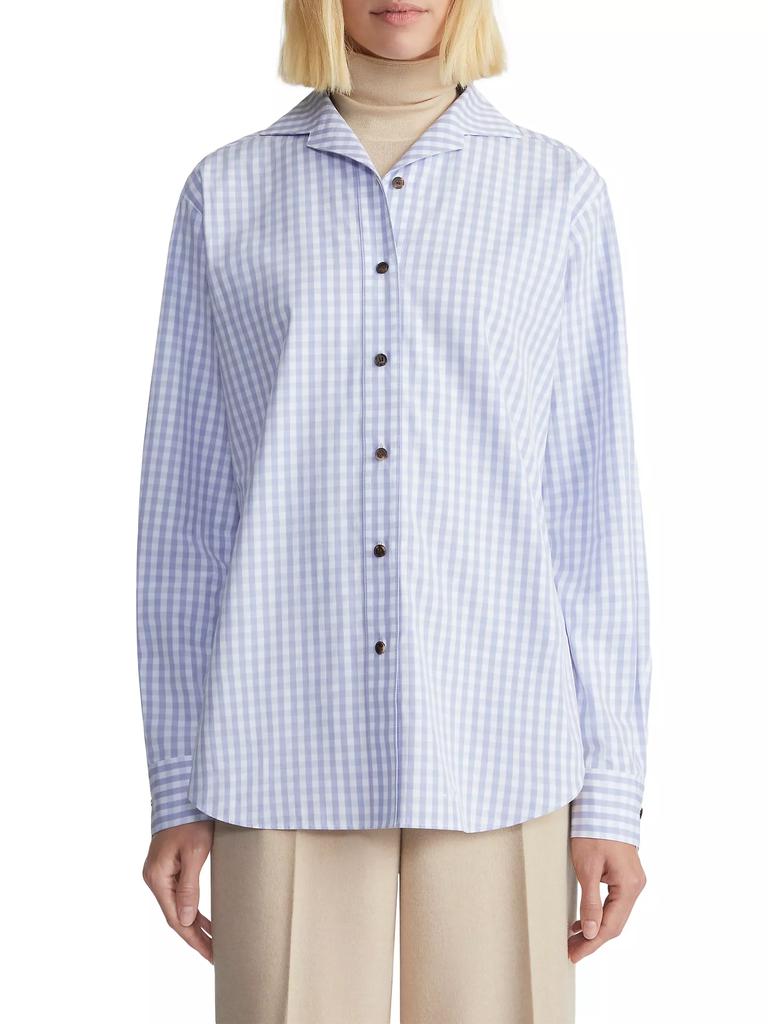 Lafayette 148 New York Gingham Cotton Poplin Blouse