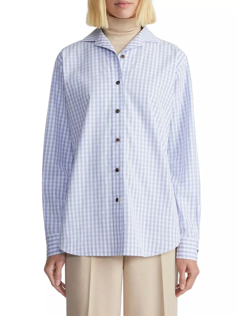 Lafayette 148 New York Gingham Cotton Poplin Blouse 2