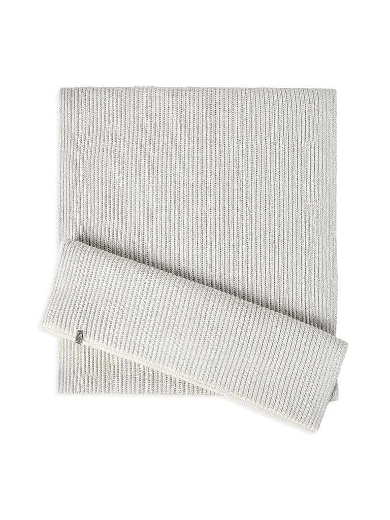 Brunello Cucinelli Cashmere English Rib Knit Scarf with Monili