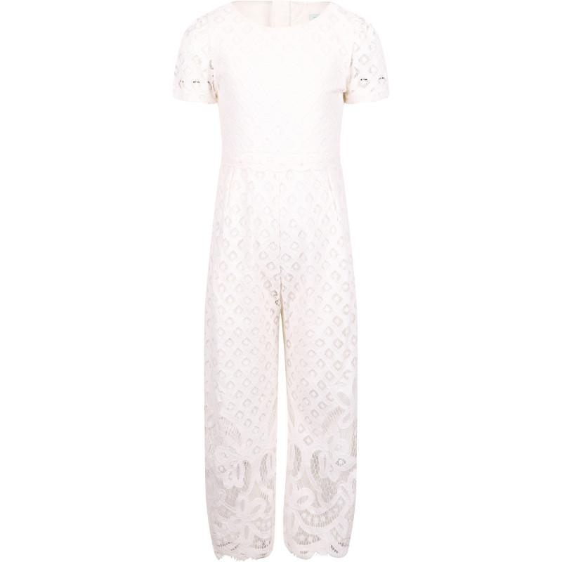 Abel & Lula Openwork long jumpsuit in white