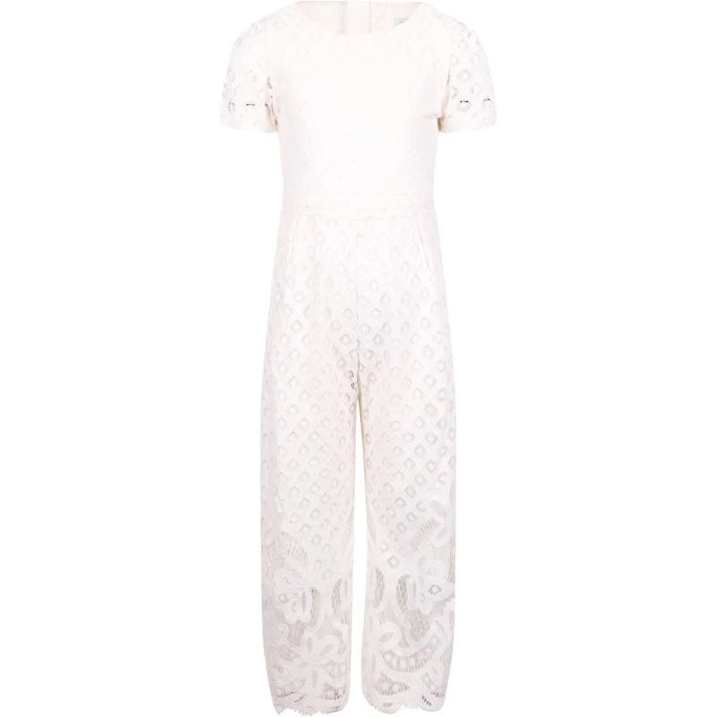 Abel & Lula Openwork long jumpsuit in white 1