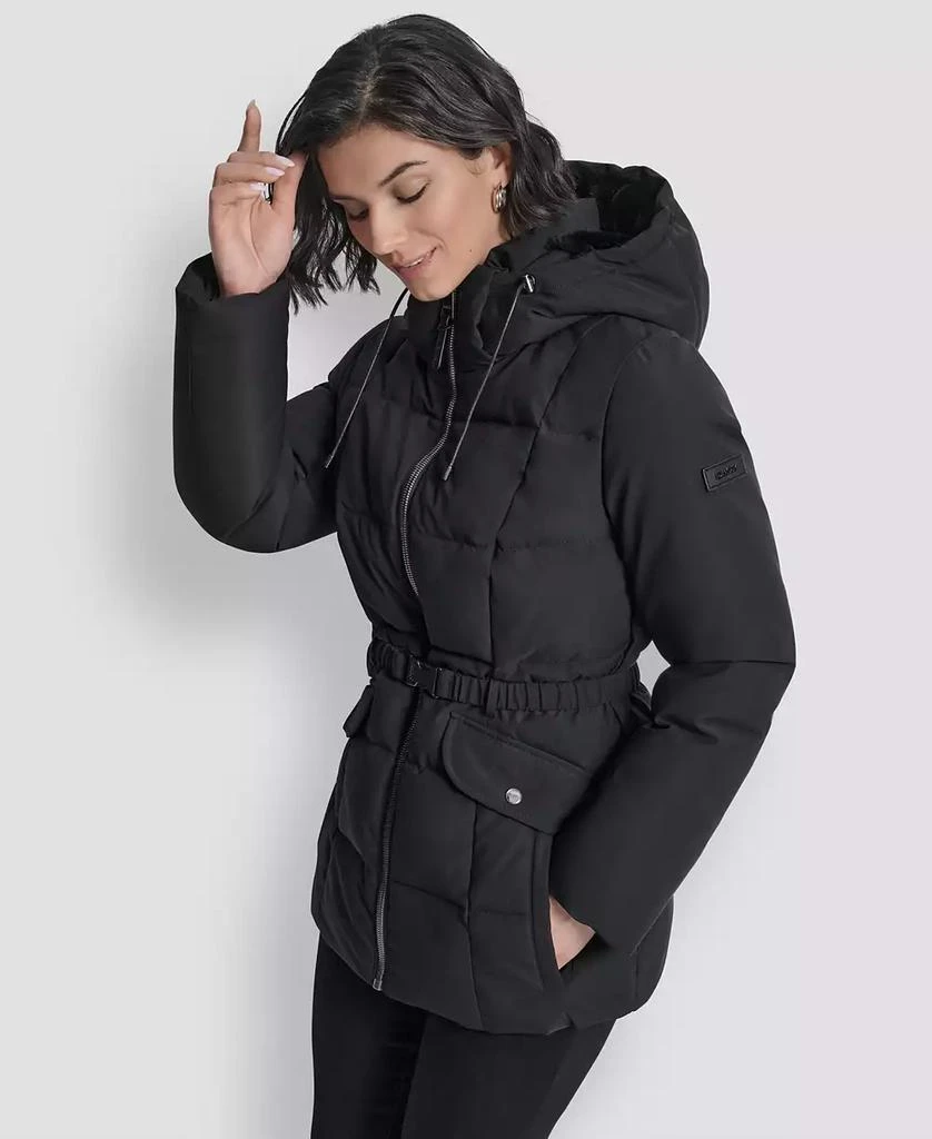 DKNY Women
s Belted Hooded Puffer Coat 8