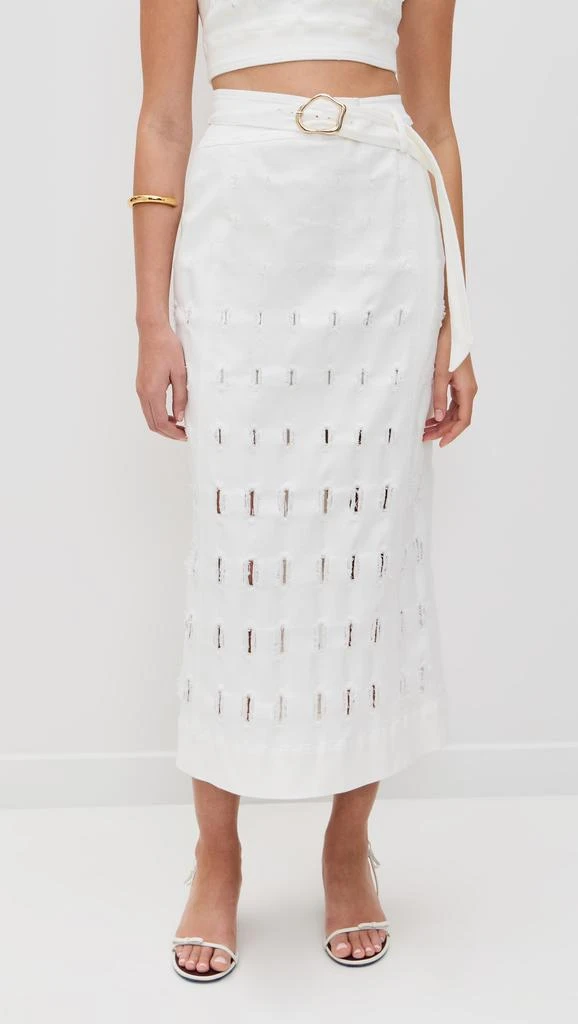 AMUR Jay Textured Twill Midi Skirt 6