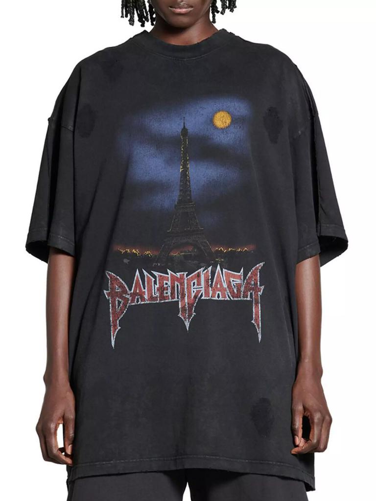 Balenciaga Paris Moon Double Front Oversized T-Shirt - Free