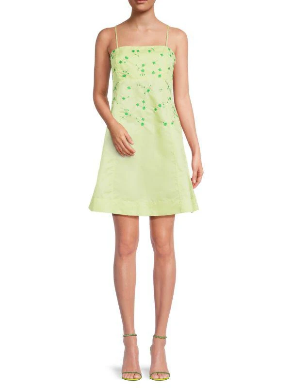 Ganni Embroidered A-line Mini Dress 1