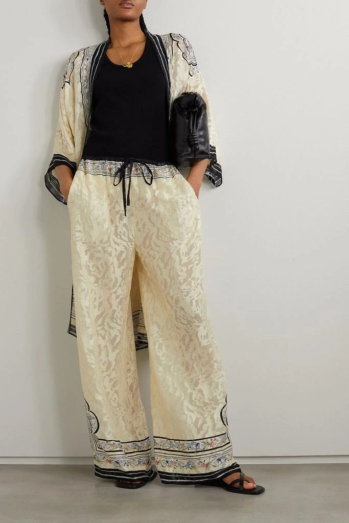 Saloni + Venyx Kai printed satin-jacquard wide-leg pants 2