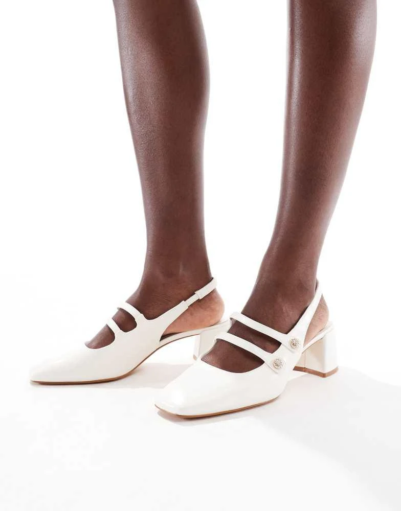 Stradivarius Stradivarius heeled mary jane in white 1