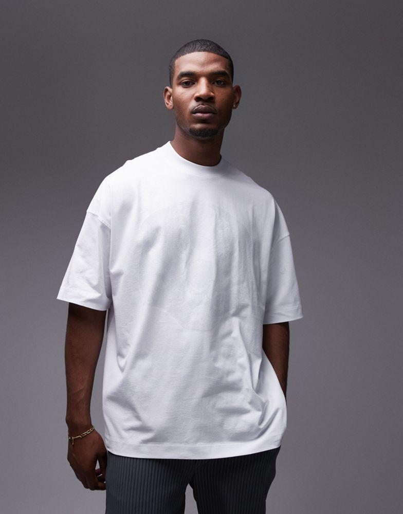 Topman Topman extreme oversized fit t-shirt with tiger print in white