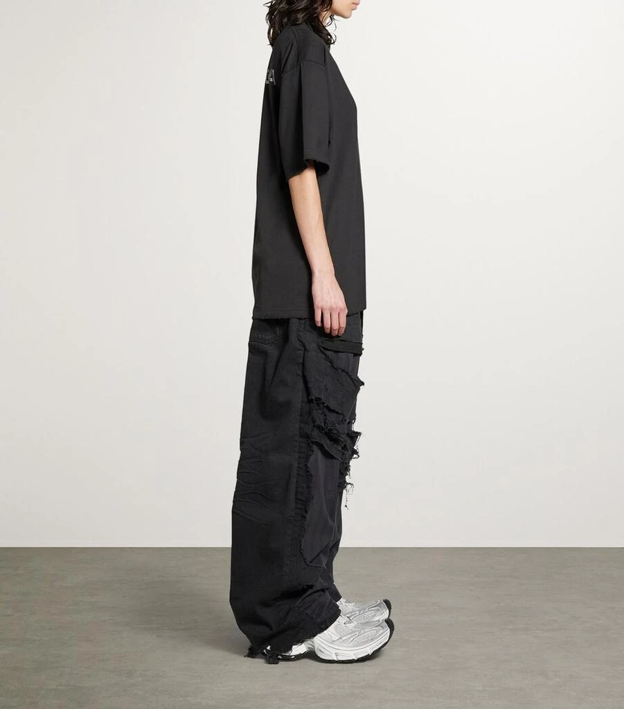 Balenciaga Distressed Rhinestone-Logo T-Shirt 4