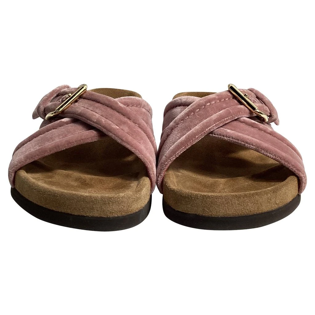 Valentino Cross Strap Slip-On Flats in Pink Velvet 2